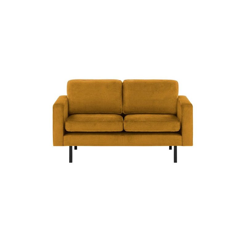Neilius 2 Seater Velvet Loveseat, Yellow