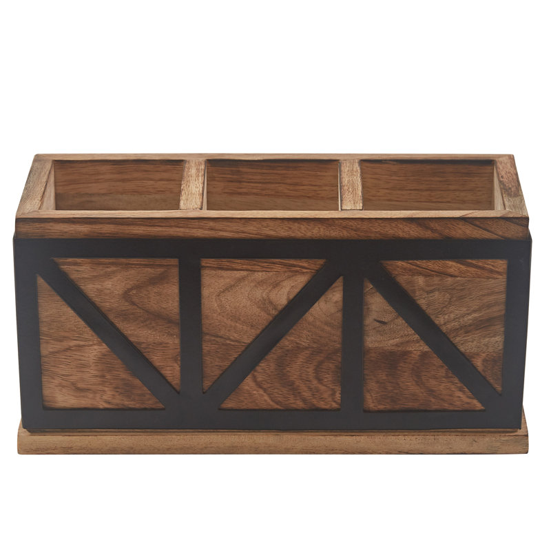 Wood Rectangle Utensil Crock