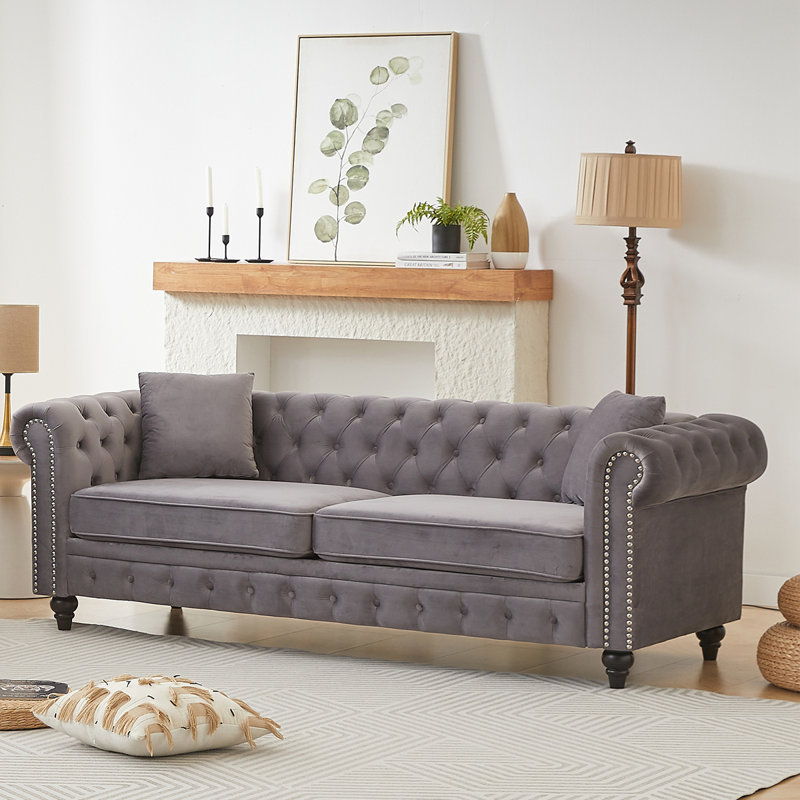 Canapé Chesterfield 85,5 po, Gris