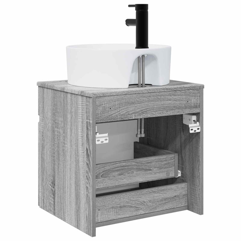 Single Bathroom Vanity with Ceramic Basin, Grey Sonoma