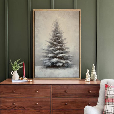 Impression sur toile rustique gris, sapin de Noël, neige, hiver, maison de ferme, impression sur toile
