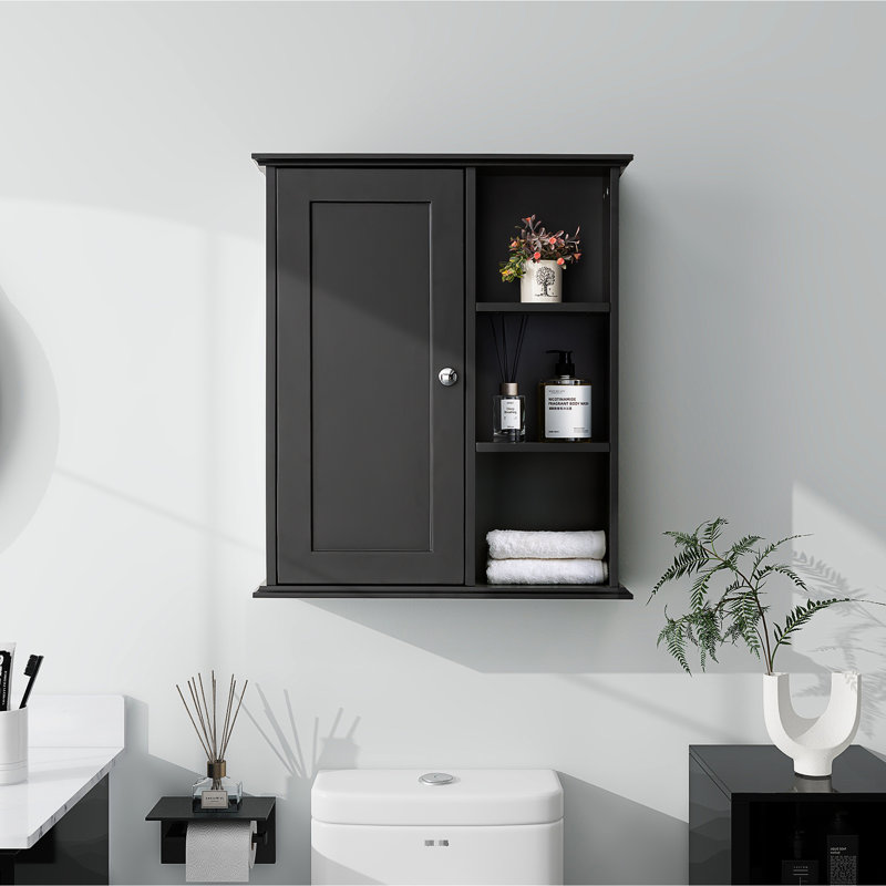 Black Wall Mounted Medicine Cabinet For Bathroom, , Quiet Function, 27.61 Inches Wide, Suitable Multiple Spaces Bathroom Over Toilet, Build, 6.93 High, Easy To Install