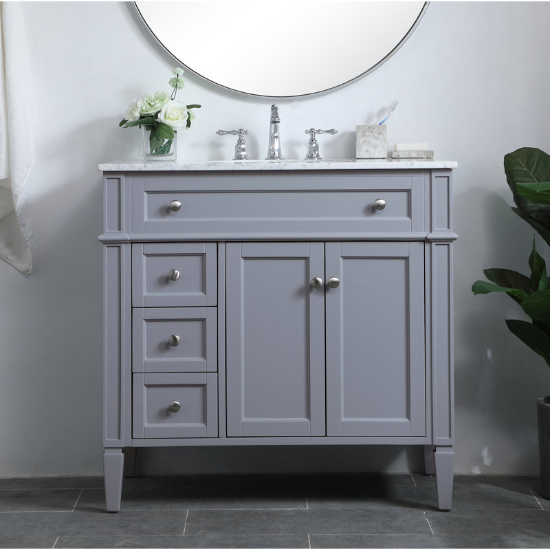 Rivers 36'' Single Bathroom Vanity with Marble Top, Gray