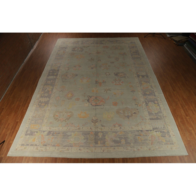 Tapis turc vert Oushak 14 x 20