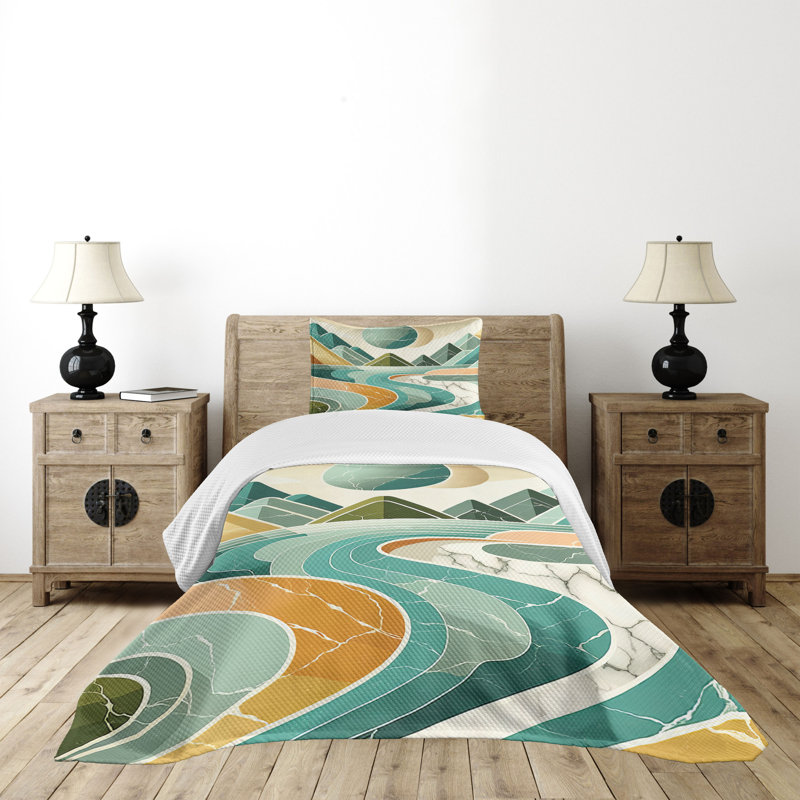 Polyester Abstract Coverlet, Twin Coverlet / Bedspread + 1 Standard Sham
