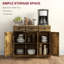 Buffet de cuisine brun rustique avec 3 tiroirs et tablette de rangement réglable