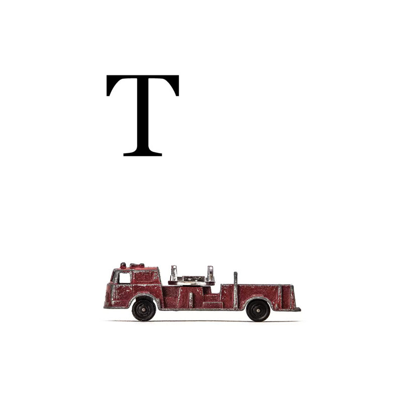 T Fire Engine Letter - Print on Canvas, 30.48 cm H x 45.72 cm W, Wrapped Canvas