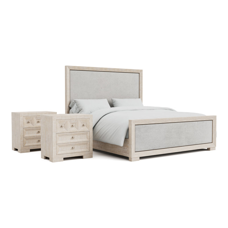 Ensemble de chambre à coucher 3 pièces Schell, Beige, Très grand lit