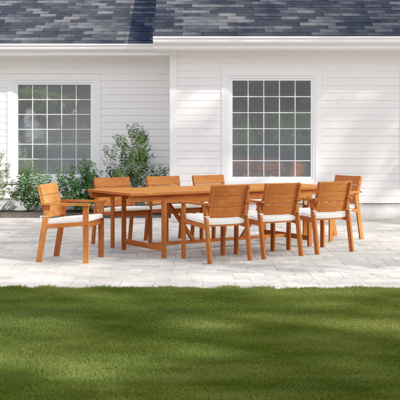 Ensemble repas 9 pièces avec coussin Alyisa, Eucalyptus foncé
