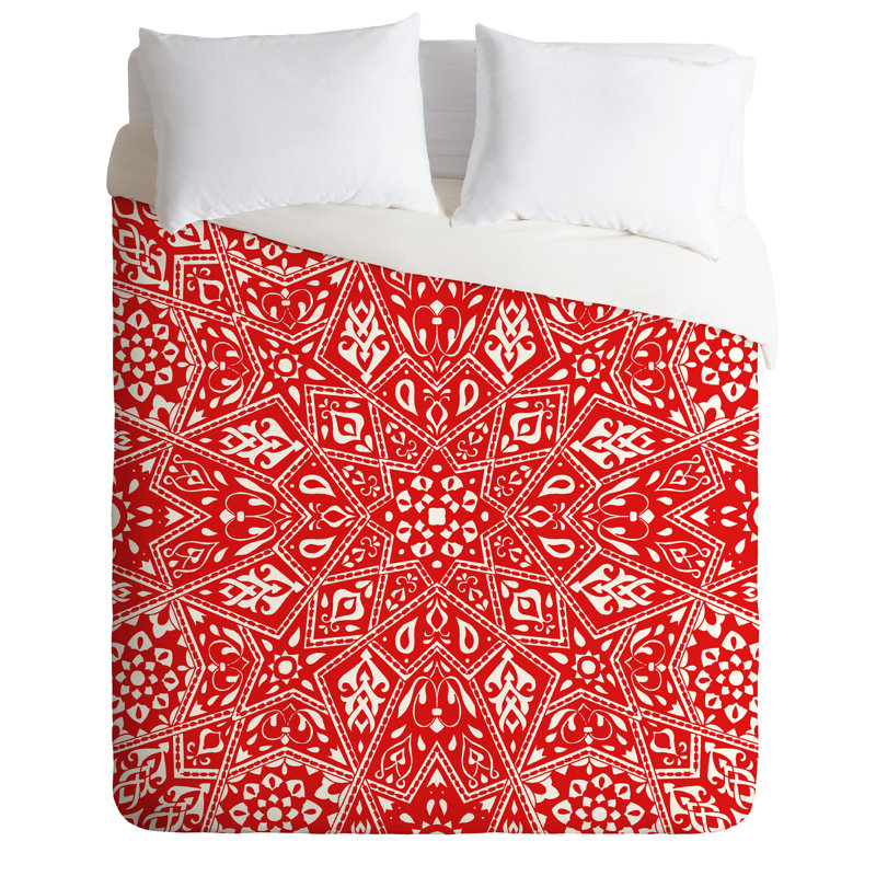 Ensemble de housse de couette, Housse de couette pour grand lit et 2 taies décor, Rouge