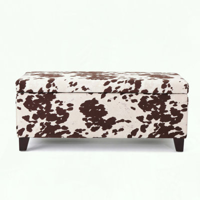 Storage Ottoman with Velvet Upholstery and Pressure Hinges