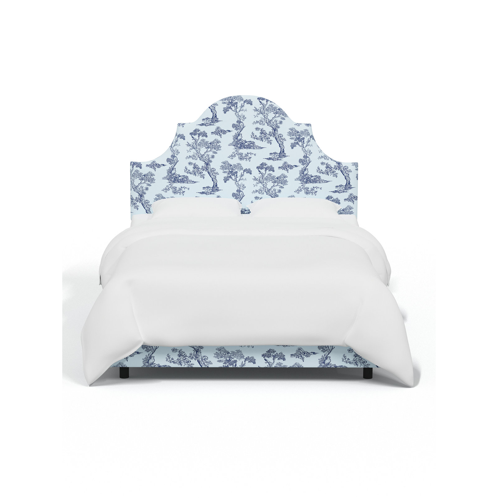 Geneva Cotton Upholstered Bed, Scm Toile Blue Linen, Queen