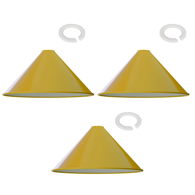 14.3cm H Metal Cone Lamp Shade ( Screw On ), Yellow
