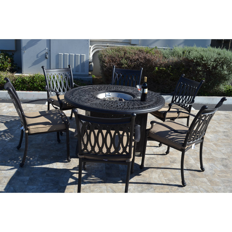 Brockport 6 - Person Patio Dining Set with Round Table , Sunbrella® Cushions Included
