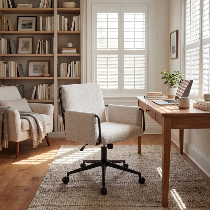 Chaise de bureau extra large rembourrée, Beige