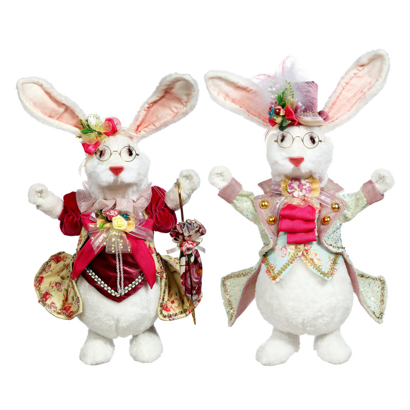 Mr & Mrs Fluffy Chubby Rabbit - 15 Inches Set Of 2