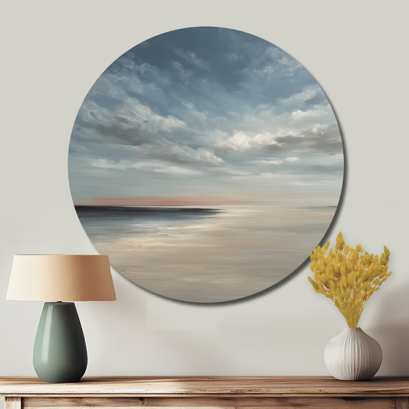 Vagues dorées coucher de soleil doré - décoration murale ronde en métal Coastal Beach, L 23 po x H 23 po