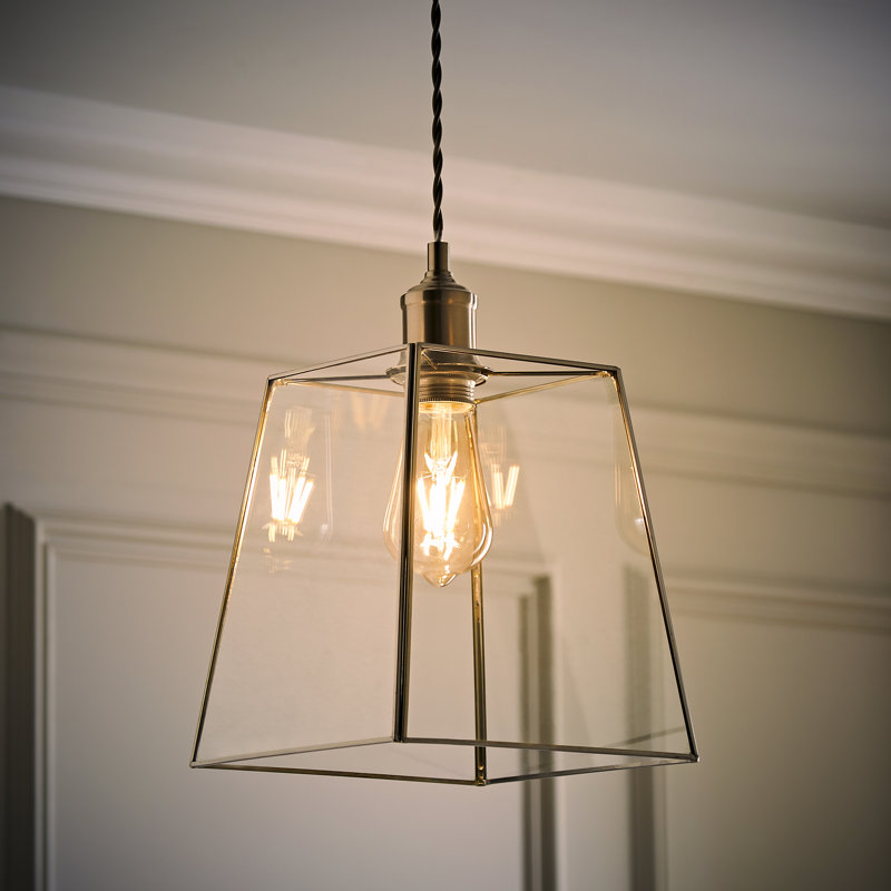 19cm H Glass Square Lamp Shade ( Clip On ), Chrome