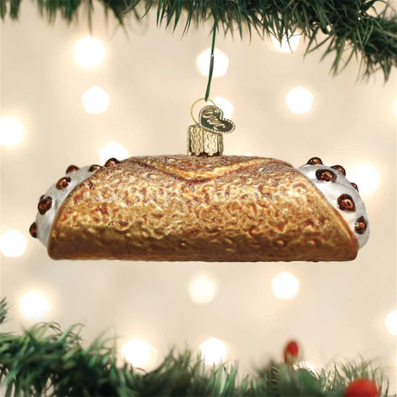 Ornement en verre soufflé pour arbre de Noël Old World, Cannoli