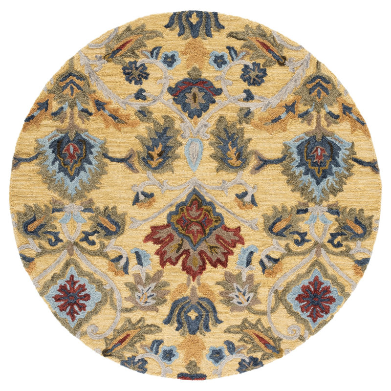 Haimes Hand Tufted Wool Floral Rug, Round 8'