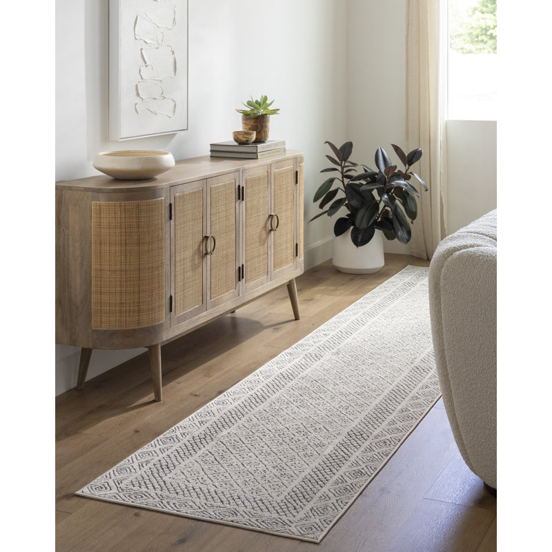 Calvo Light Beige/Charcoal Area Rug, Runner 2'7" x 12'