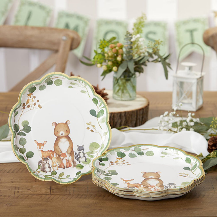 Kate Aspen Woodland Baby 9 in. Premium Paper Plates (Set of 16)