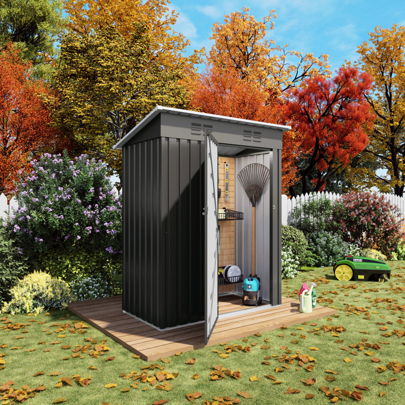 Remise à outils grise en métal, 5 pi x 3 pi, chambre temporaire, maison pour animaux de compagnie, décoloration, outils de jardin verrouillables avec rangement, vélo, déformation, assemblage rapide, accessoires complets