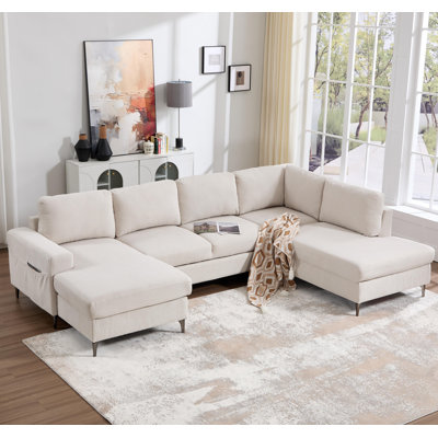 5-Seater Corner Sofa Bed, L-Shaped Sectional with Pull-Out Sleeper, Reversible Chaise