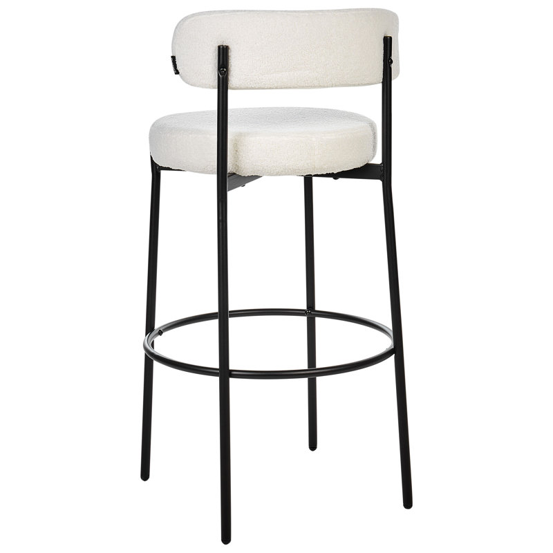 Rodin Upholstered Counter Stool with Metal Frame, White