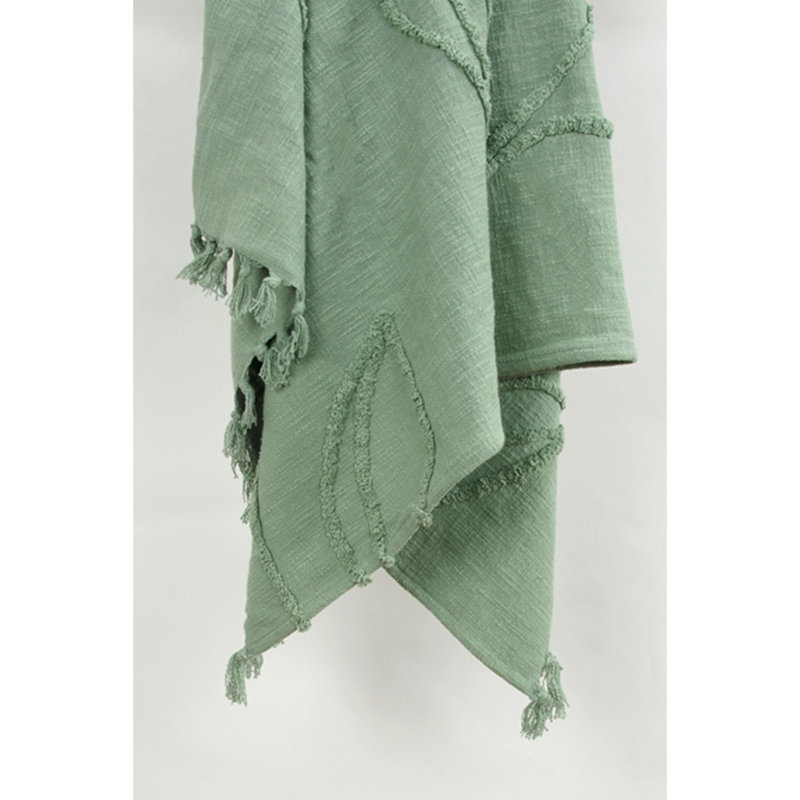 Jeté vert tissé 100% coton texturé