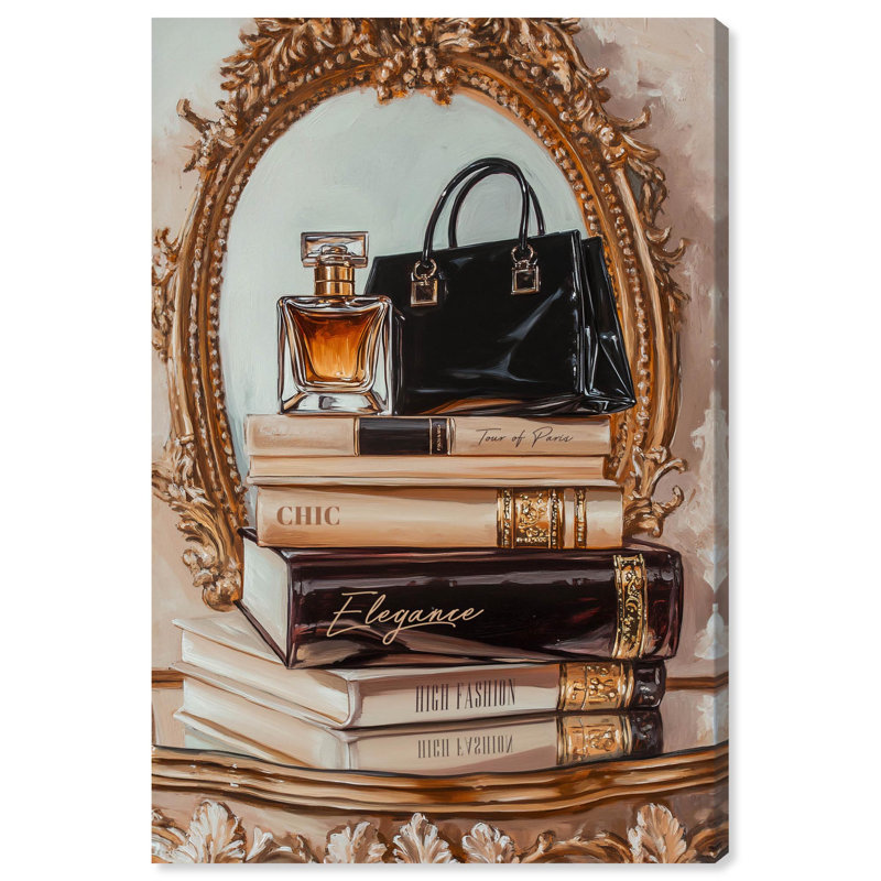 Impression sur toile «Elegant Glam by the Mirror» par Art Remedy, H 24 po x l 16 po, Toile tendue, Peinture sans cadre
