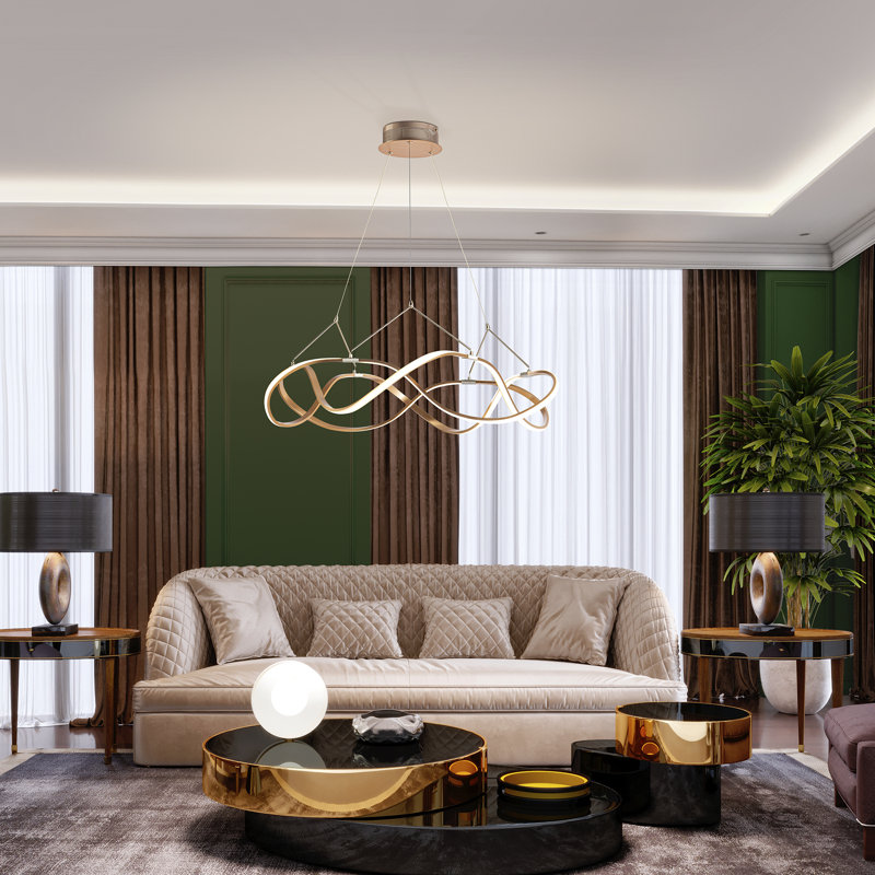 Ameer 1 - Light LED Unique/Statement Pendant, Gold, 25.2cm H x 65.2cm W x 65.2cm D