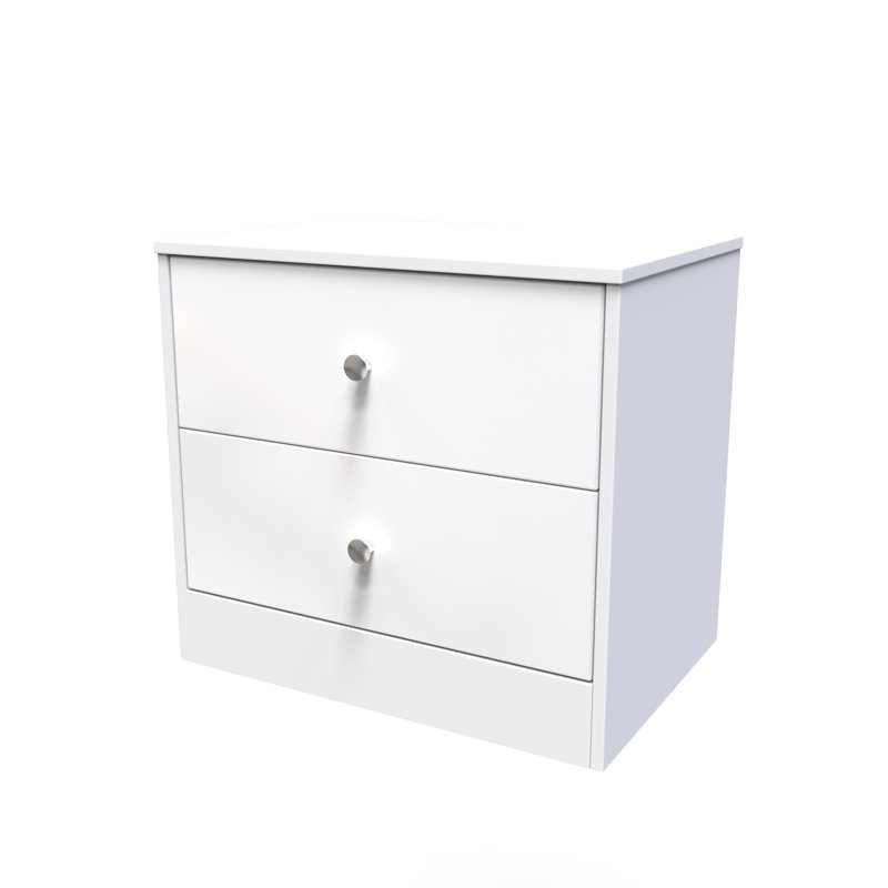 Bhargavi 2 Drawer Midi Chest (Ready Assembled), White Gloss/White