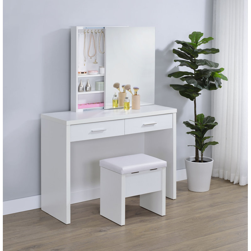 Ensemble de coiffeuse et miroir de rangement Bunbury