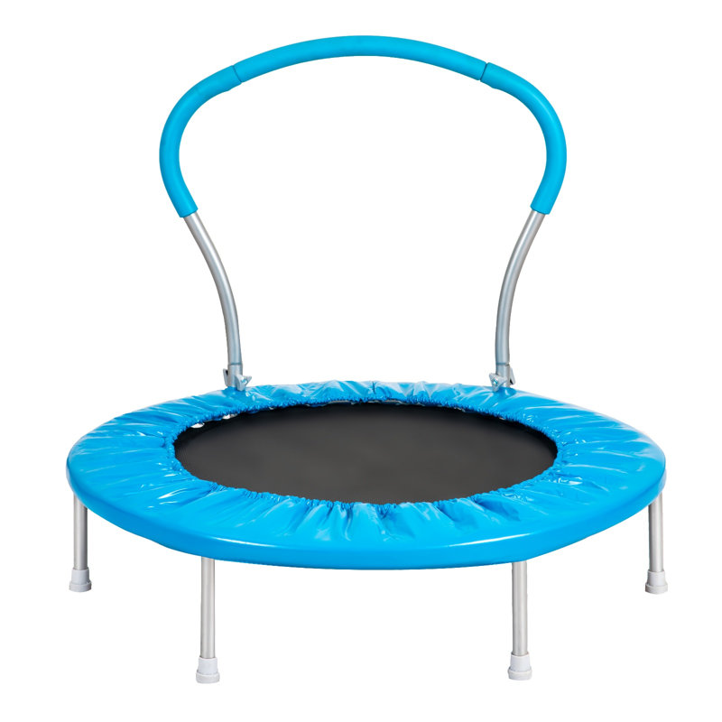 Mini trampoline de 36 pouces avec guidon, cadre en métal bleu et housse en PVC, Blue/Black
