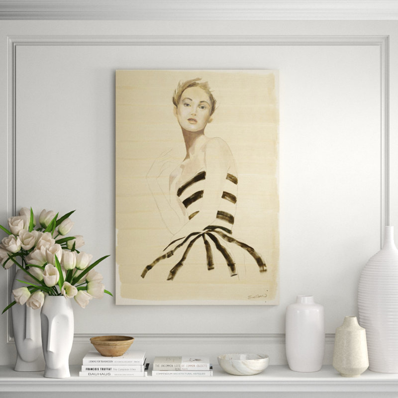Study - Stripes In Repose Print by Sarah Atkinson, 43" H x 30" W x 1.5" D, Knife Gel