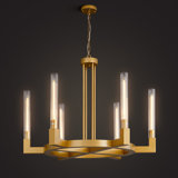 Krystaline 35"D Luxury Round Height Adjustable Black/Gold Wagon Wheel Chandelier(Bulbs Included)