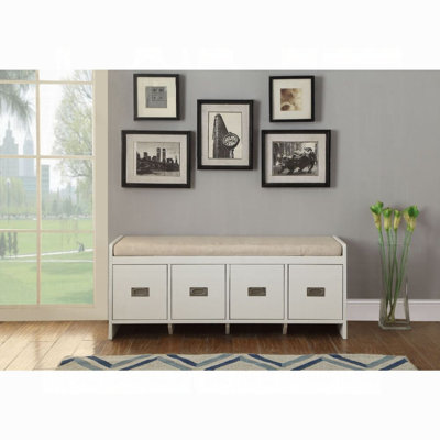 Banc en tissu beige avec rangement Nantucket