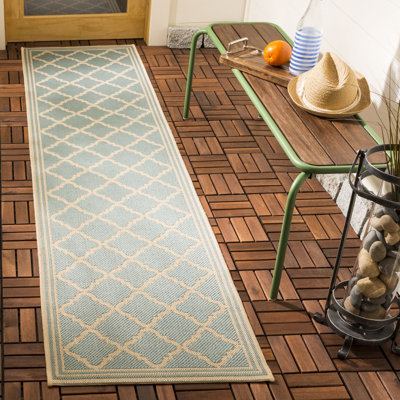 Hardrian Looped/Hooked Aqua/Cream Rug