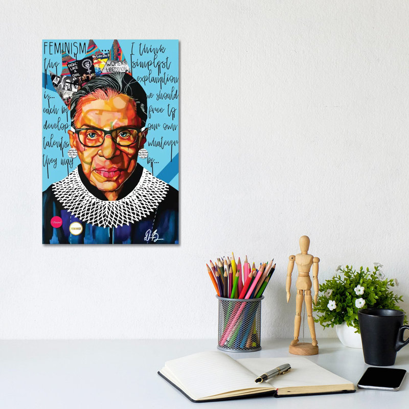 Ruth Ginsburg - impression d'art graphique, Pas de tapis, Toile tendue, H 12 po x l 8 po x P 0,75 po