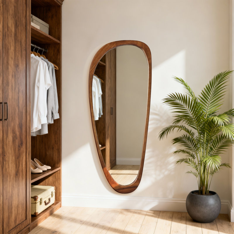 Miroir 48 po x 22 po Asymmetric, Bois naturel, 48 po x 22 po