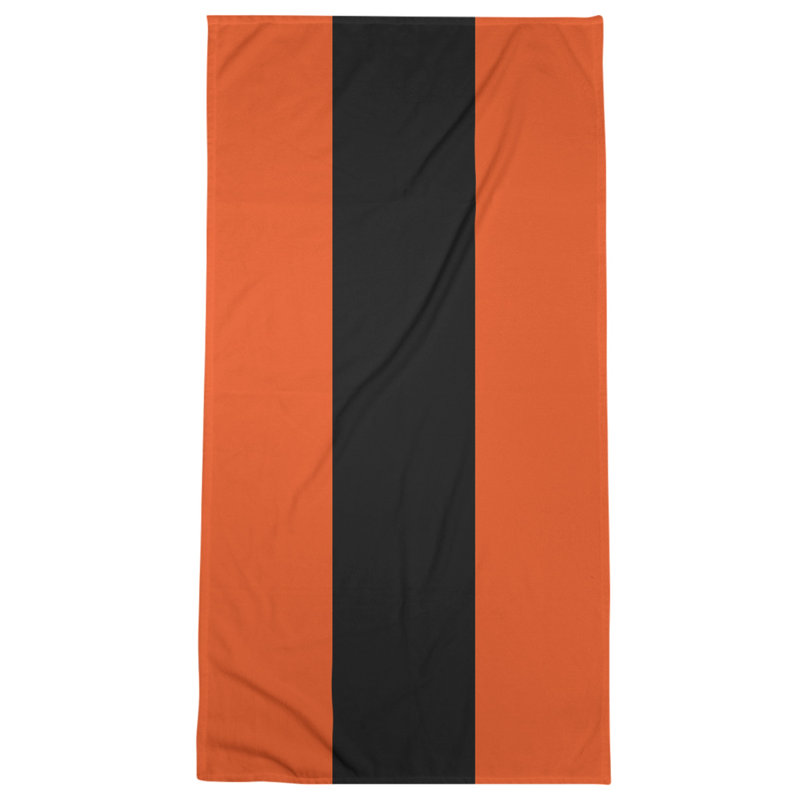 Cotton Blend Beach Towel, Dark Orange/Black