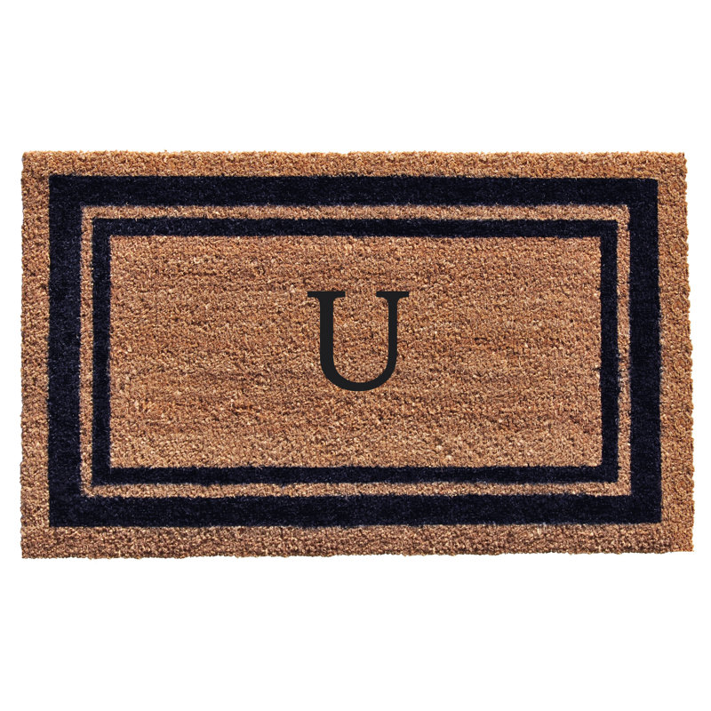 Tapis d'entrée antidérapant Stortz, Rectangle 2 pi x 3 pi, U, Bleu foncé / brun clair