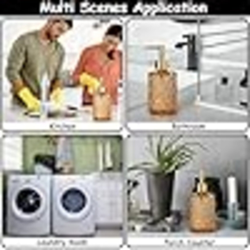 Distributeur de savon en verre avec pompe en plastique doré, distributeur de savon liquide 12 oz rechargeable, lot de 2 bouteilles de lotion en cristal pour décoration intérieure moderne, salle de bain, comptoir de cuisine, hôtel (ambre)