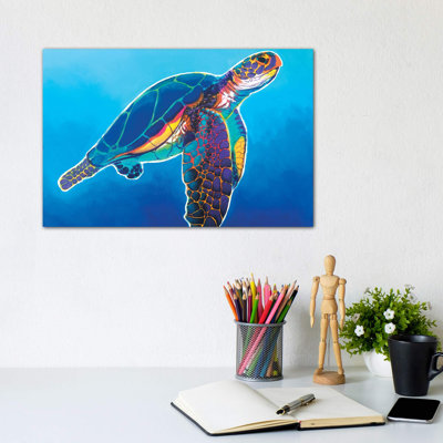Rainbow Sea Turtle by DawgArt - Gallery-Wrapped Canvas Giclee on Canvas