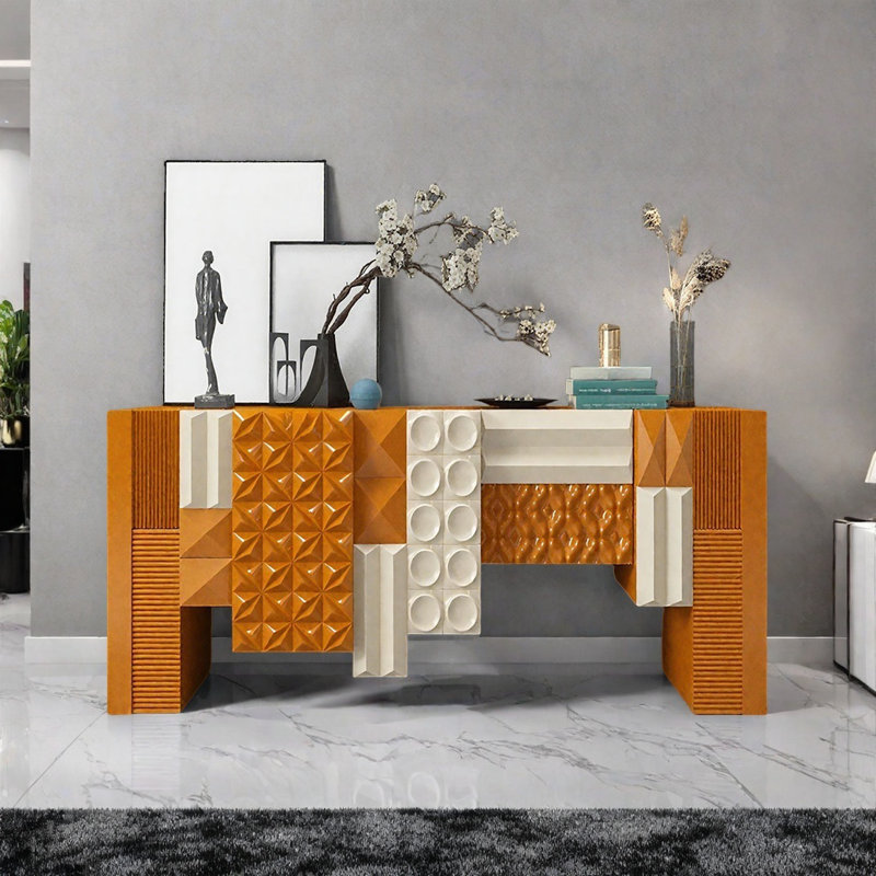 Console Modern Minimalist Art Design, H 31,5 po x l 62,99 po x P 15,75 po, Orange
