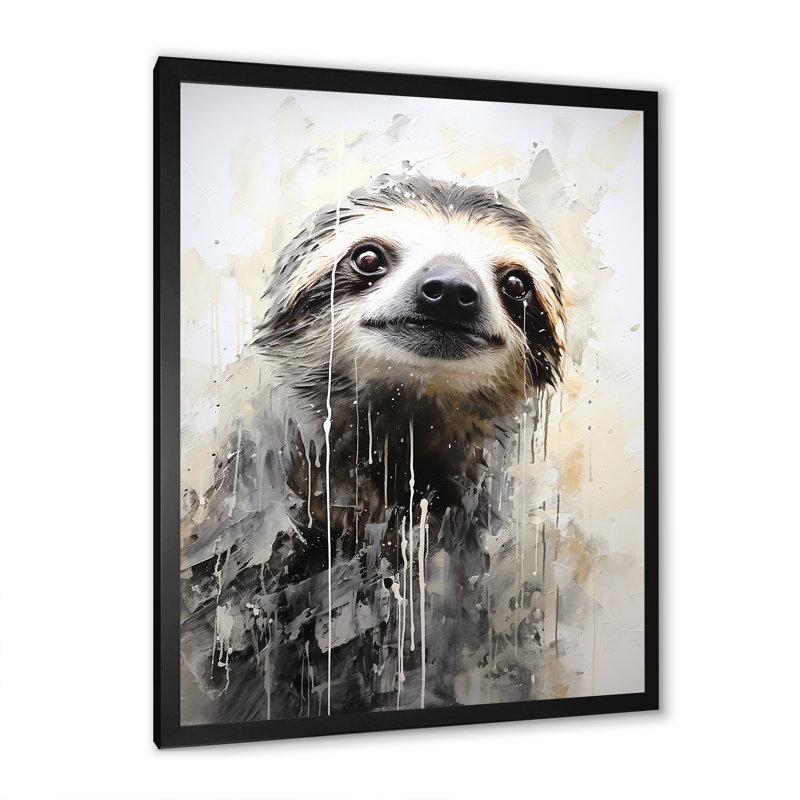 " Thoughtful Sloth II ", Black Single Picture Framed, 20" H x 12" W x 1" D