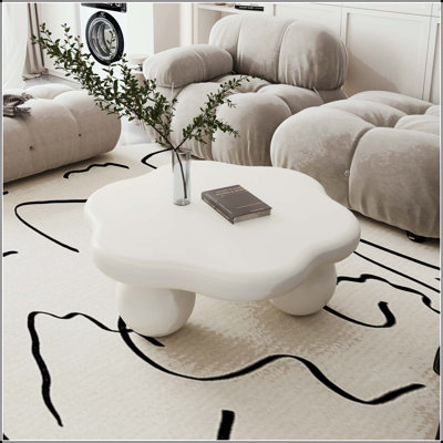 35-Inch Cloud-Shaped Coffee Table with Ball Legs