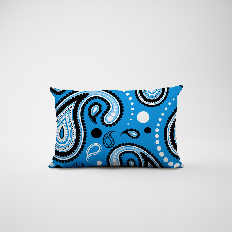 Paisley Outdoor Reversible Throw Pillow, Blue