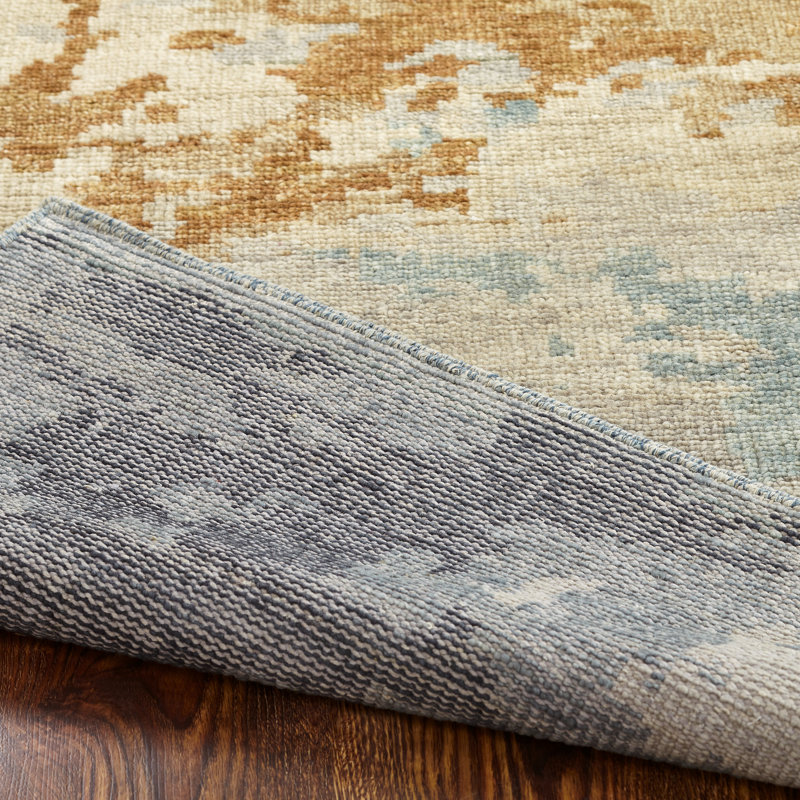Infinity Hand Knotted Wool Abstract Area Rug in Sky; Sand; Blue; Brown; Gray, Rectangle 2' x 3'